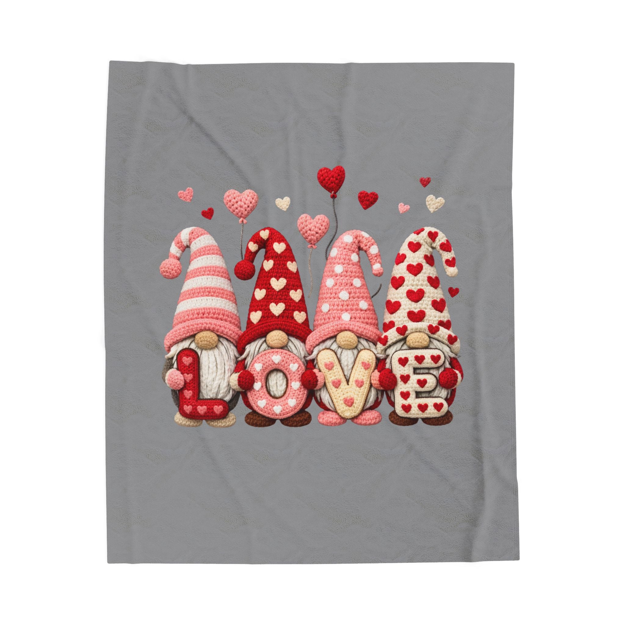 LOVE Heart Gnomes Cozy Throw